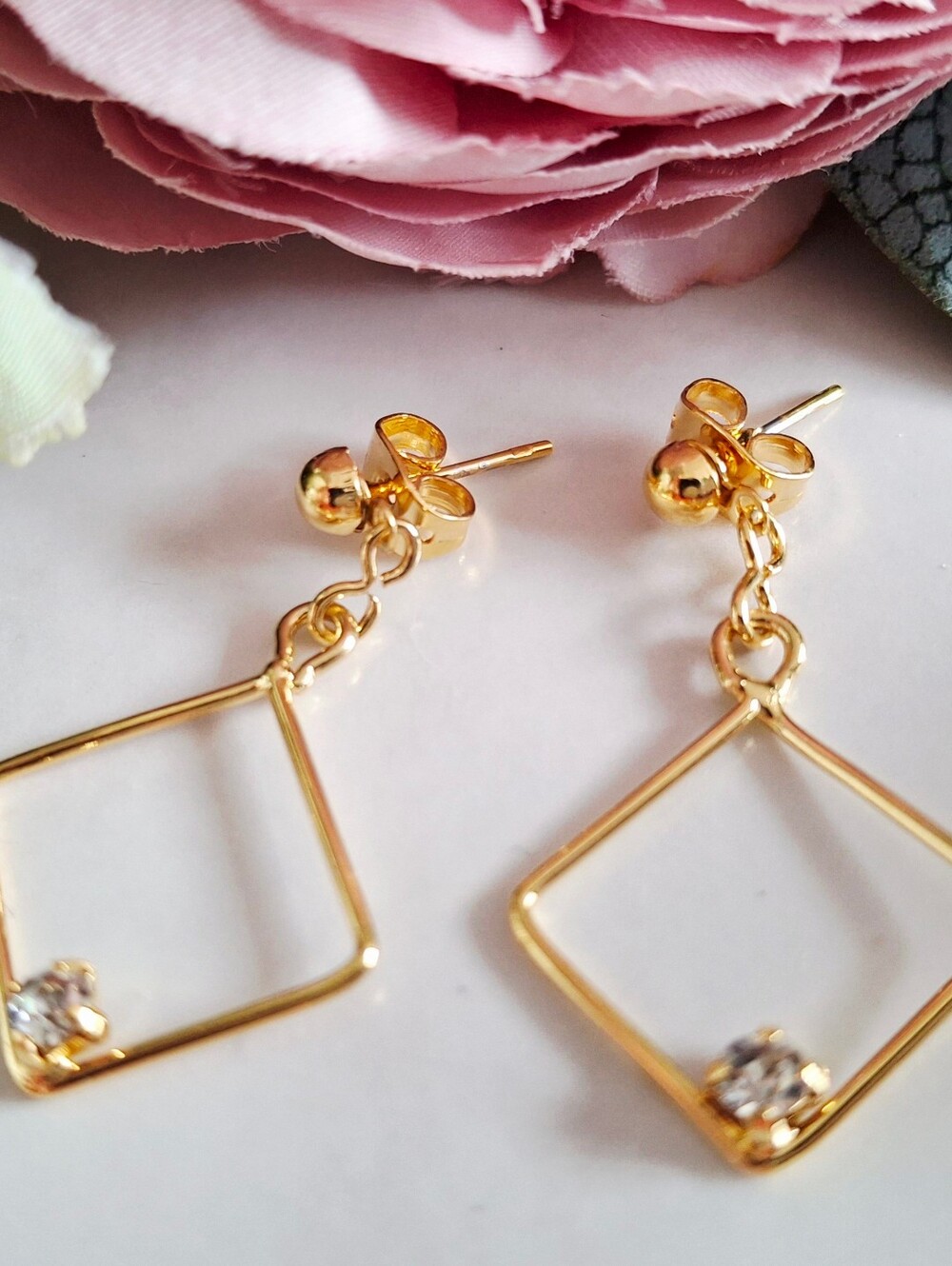 Vintage 80s ✨️🤍Geometric Dangle Earrings